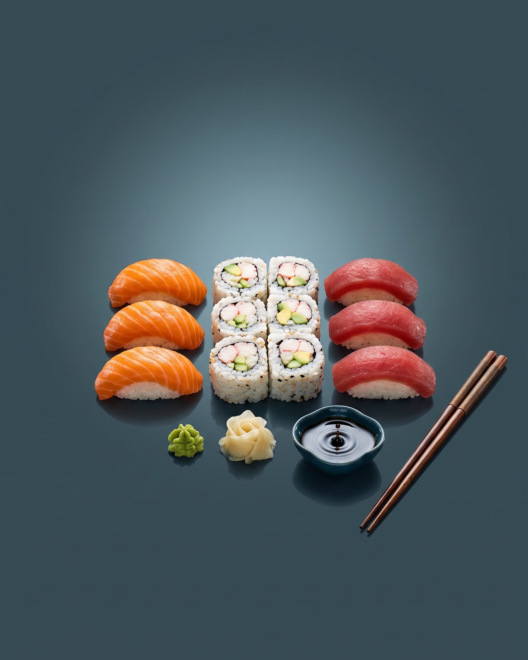 nigiri set — hero food shot with styled backdrop by Goola